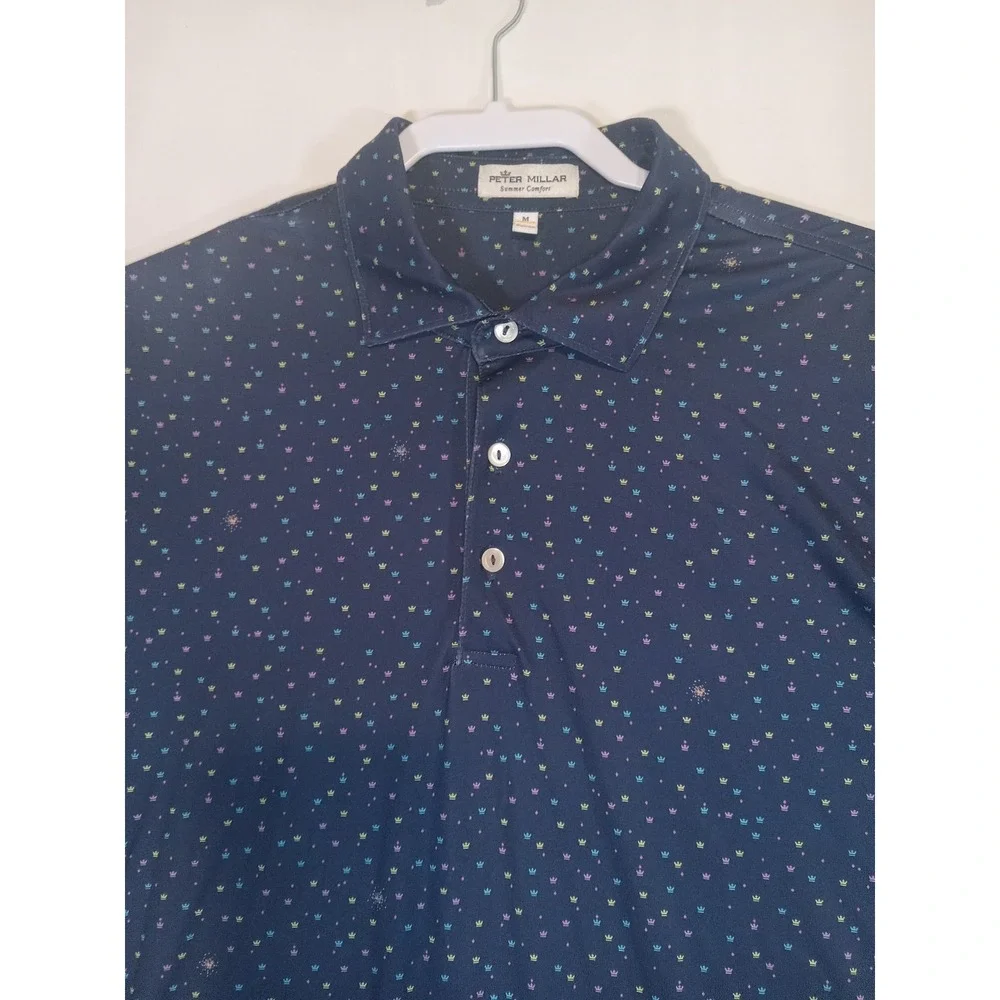 Peter Millar Summer Comfort Polo Shirt Men's Medium Colorful Graphic Print